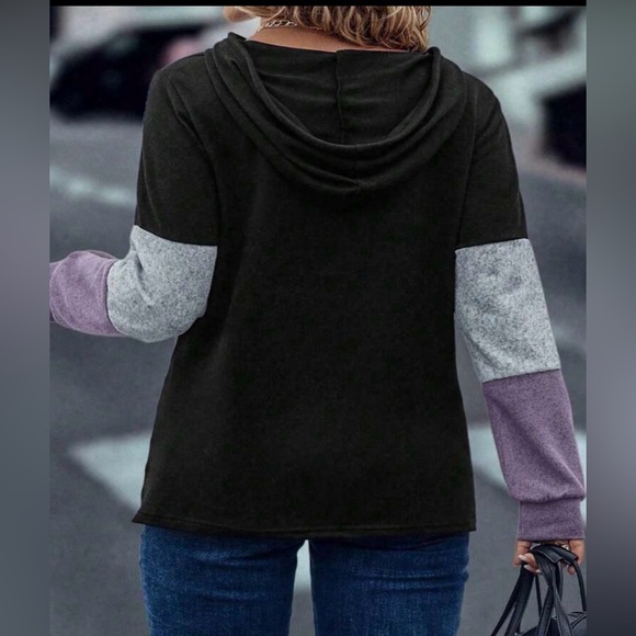 Color Block Drawstring Hoodie - Picture 4 of 5